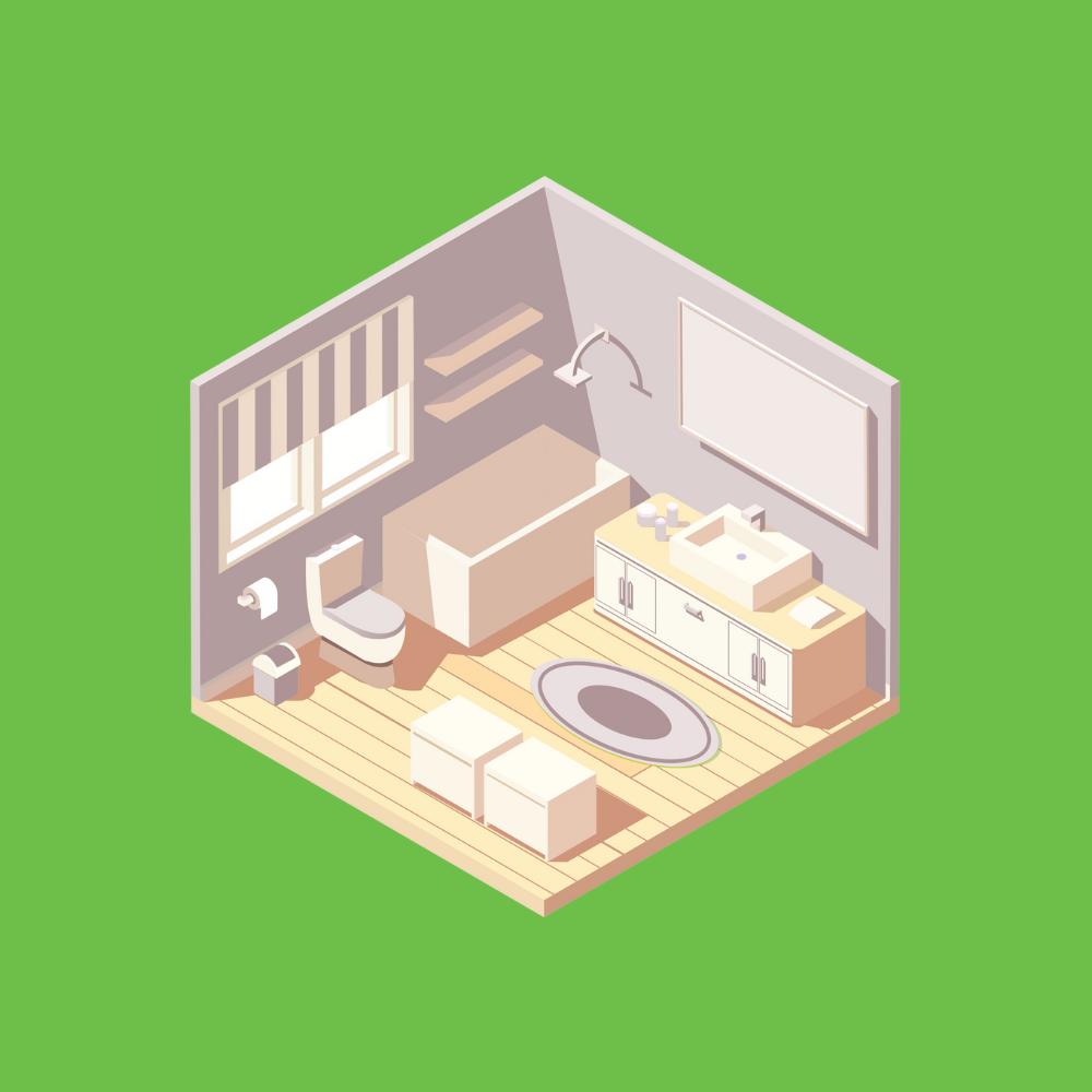 Isometric view of a bathroom